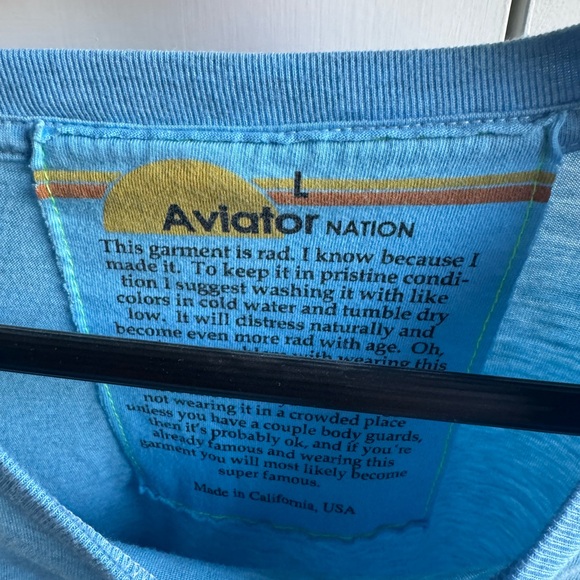 Aviator Nation Sky Blue Long Sleeve with Rainbow Accent - Picture 4 of 4